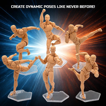 ElevateFigureDisplays Peg-Free Footstands (9-Pack), Action Figure Stands, Clear Plastic, 1/12 & 1/10 Scale, Adjustable (Peg Free Footstands)