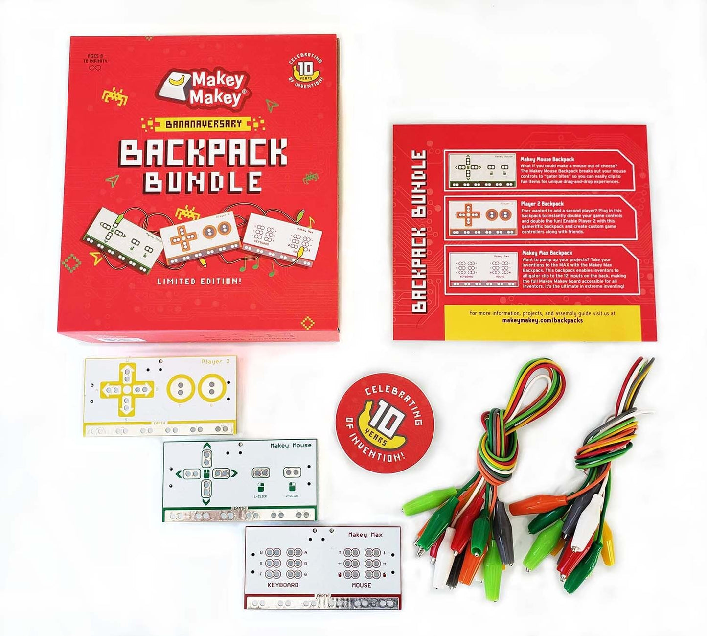 Makey Makey Backpack Bundle - Expansion Pack for Makey Makey Classic - Add More Inputs & Creativity to Your Inventions (Makey Makey Classic Required