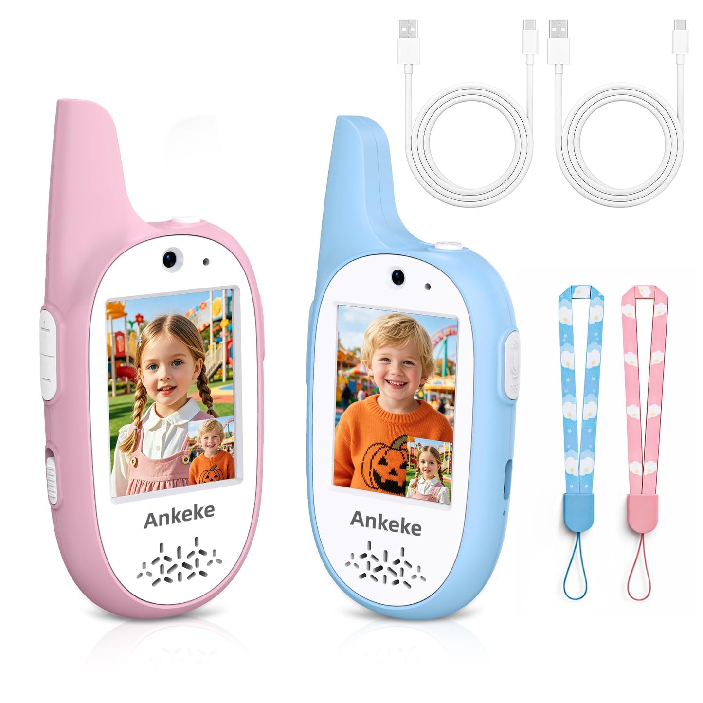 Video walkie talkies for Kids, 2 Pack 1000ft Long Range Toddler Walkie-Talkies, 750mAh Rechargeable Video Call Toys for Indoor, Outdoor, Festival or