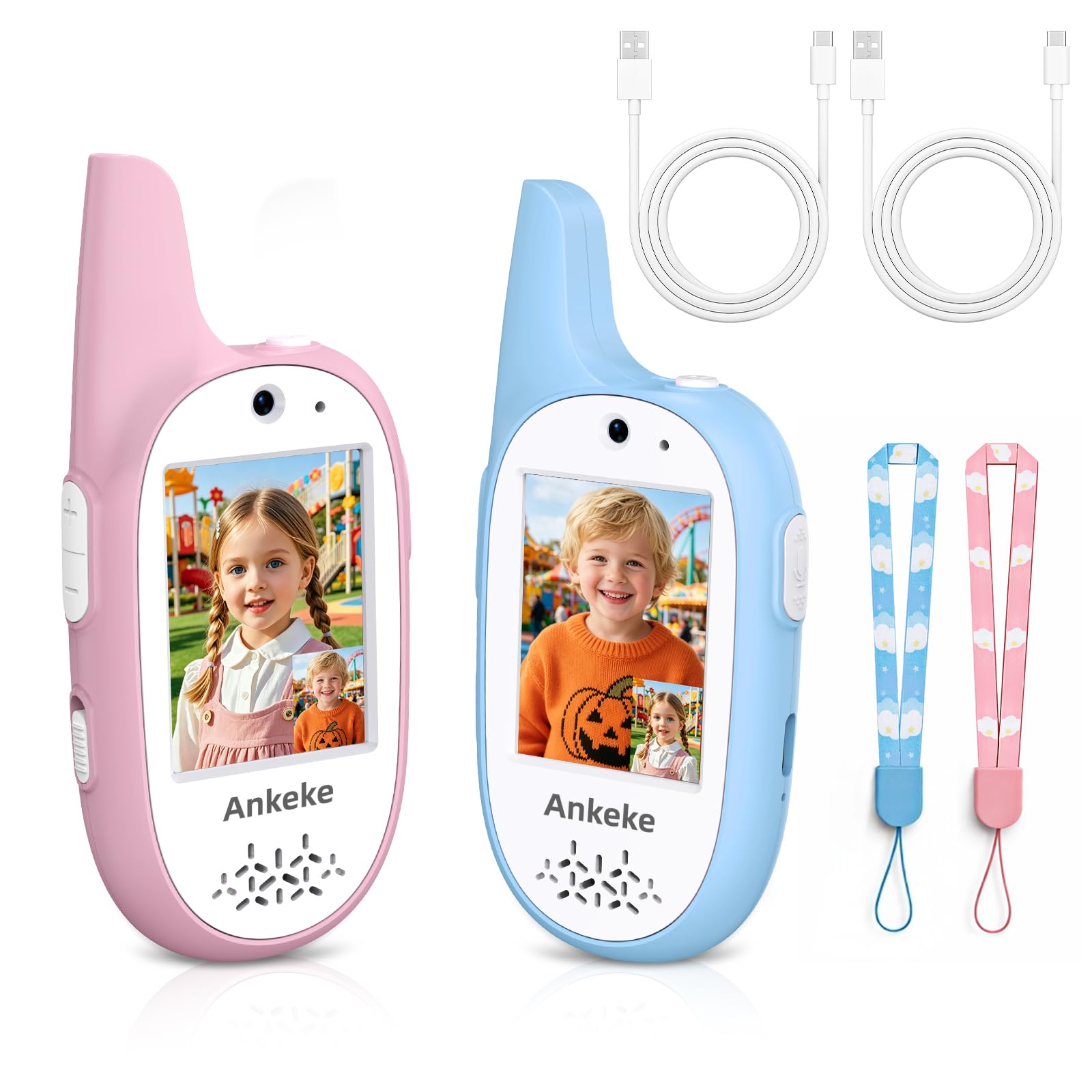 Video walkie talkies for Kids, 2 Pack 1000ft Long Range Toddler Walkie-Talkies, 750mAh Rechargeable Video Call Toys for Indoor, Outdoor, Festival or