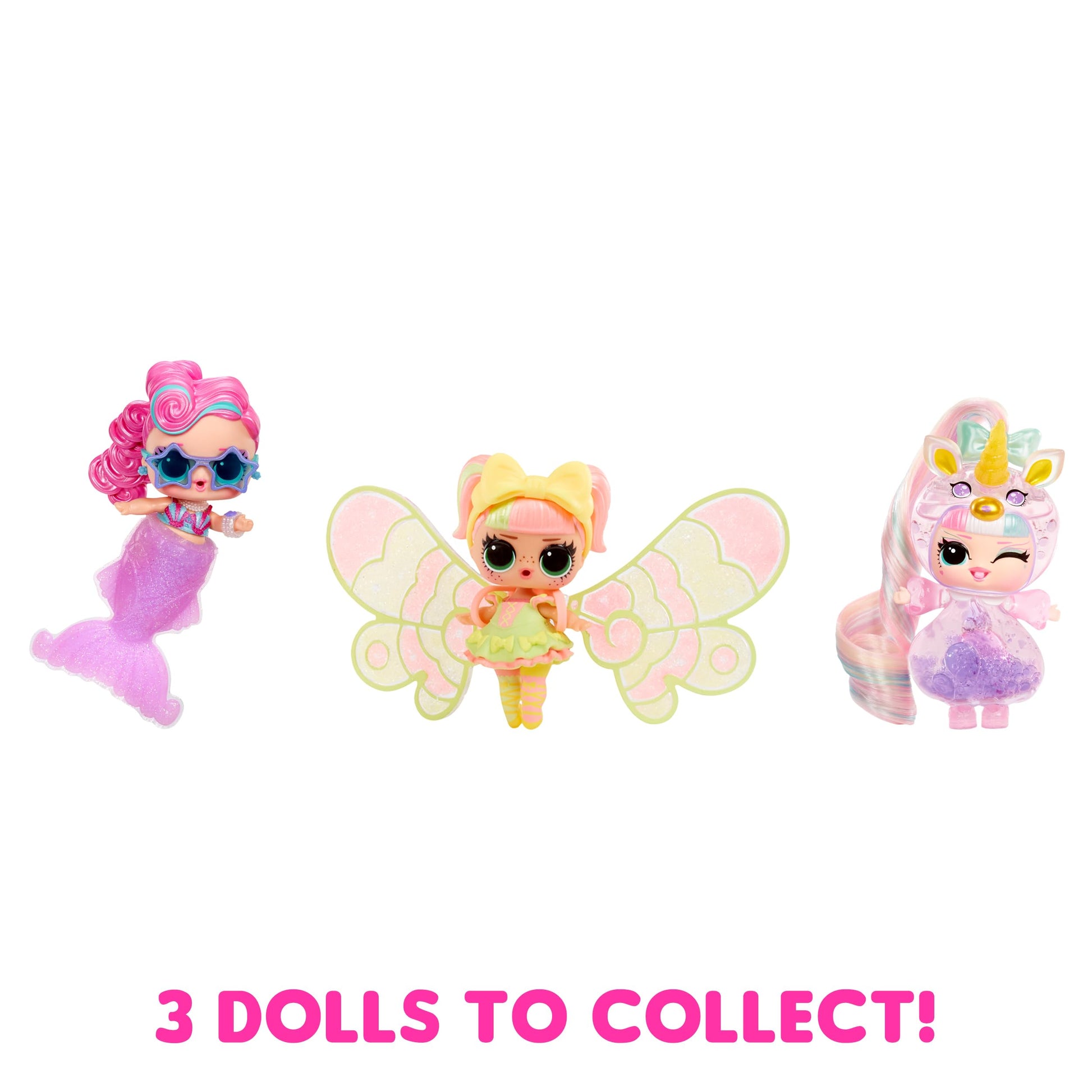 LOL Surprise Tots Just Add Water 3-Pack with 3 Make-Your-Own Fantasy Dolls and 25+ Surprises to UNbox Including Mermaid, Fairy, and Unicorn Dolls and