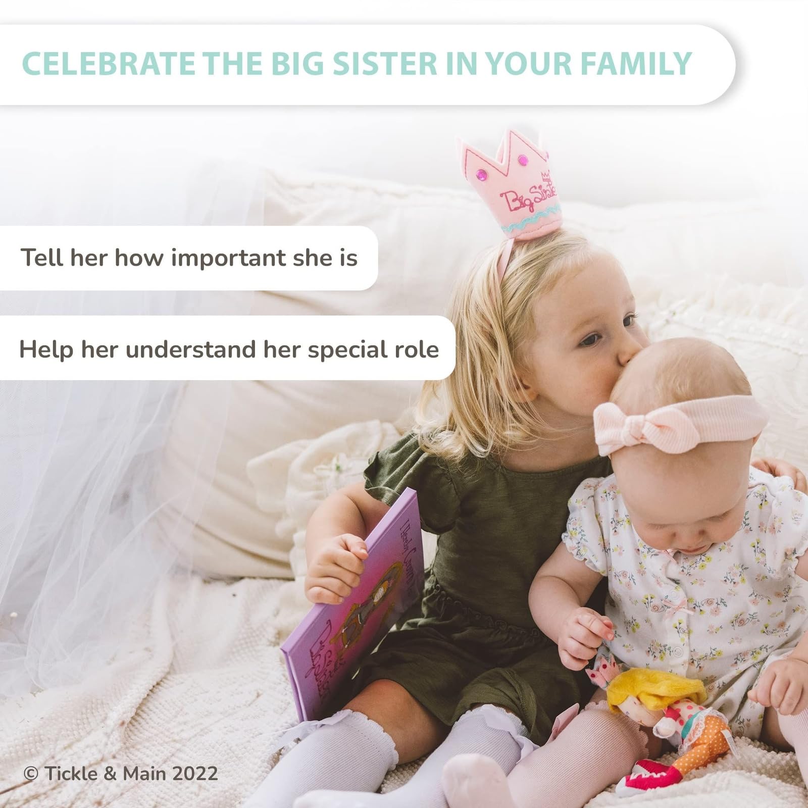Tickle & Main Big Sister Gift Set - 3-Piece Kit, Multicolor - Includes I Hereby Crown You Storybook & 8-Inch Cloth Doll with Adjustable Felt Crown