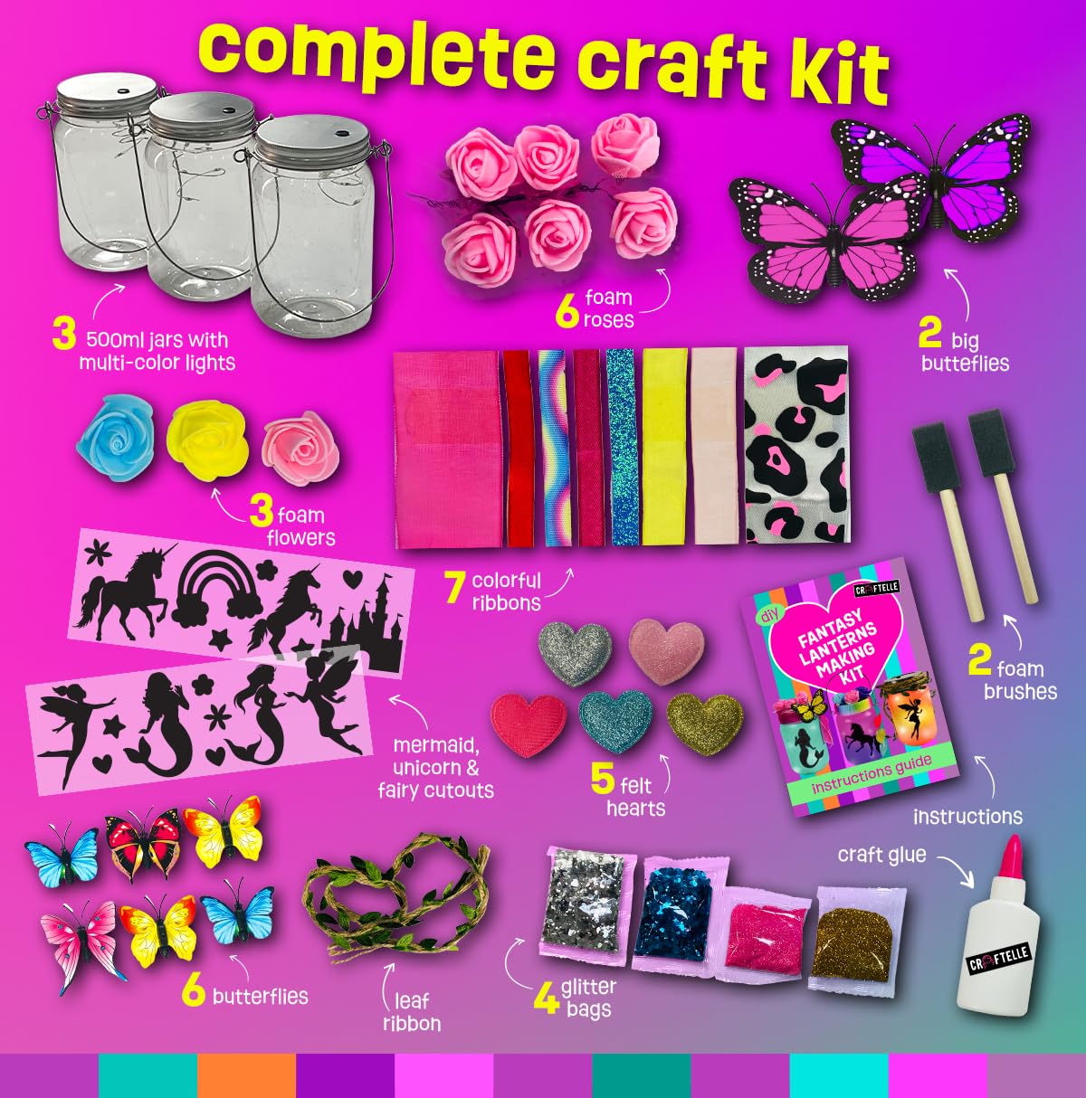 Light-up Unicorn Fairy & Mermaid Lanterns Craft Kit - Valentines Day Craft Kits for 8 9 10 11 12 Year Old Girls - Creative Art Girl Toys 8-10 Years