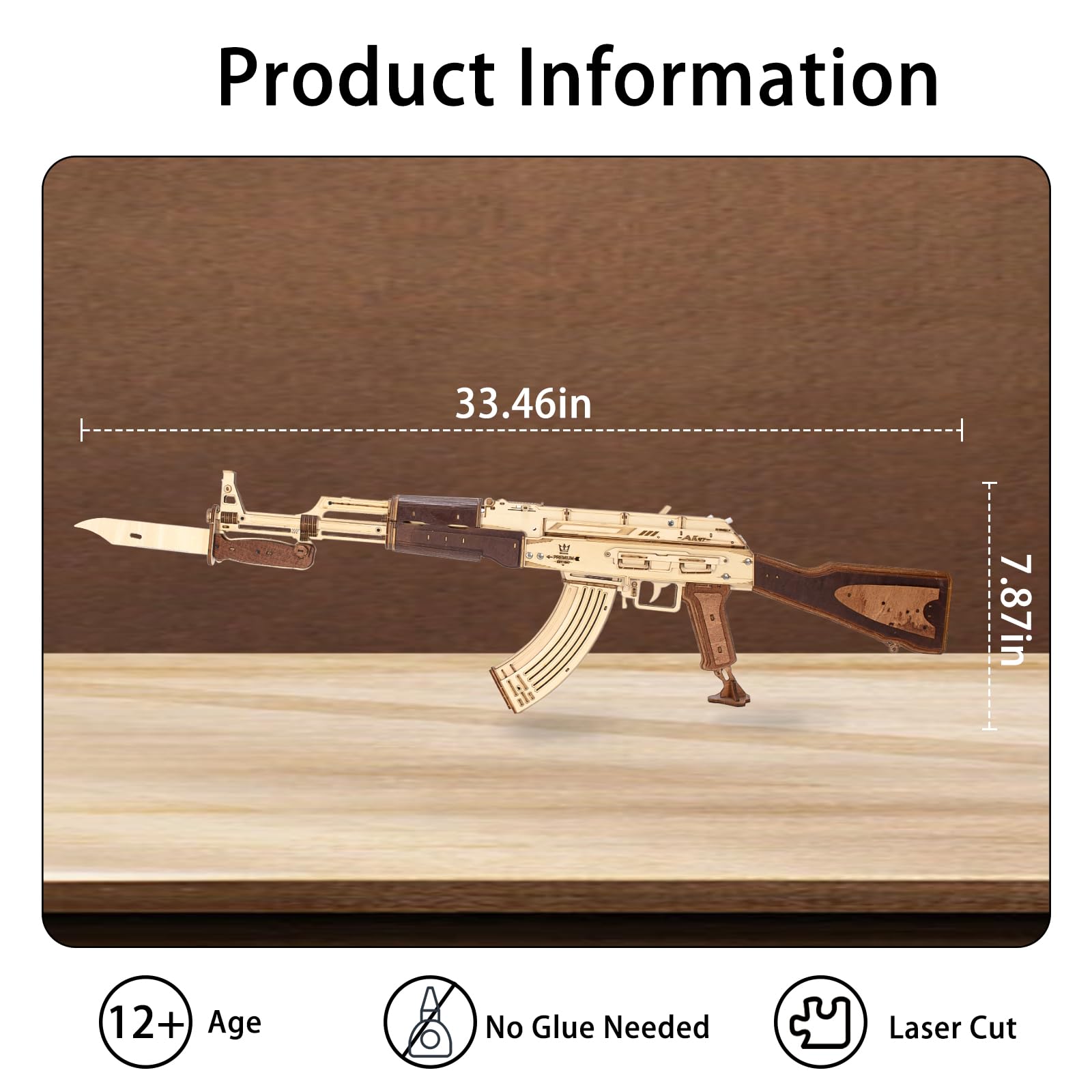 3D Wooden Puzzles for Adults,Wooden Toy for Adults,DIY Rubber Band Gun,Educational Brain Teaser,Best Educational Christmas Birthday Day Gift