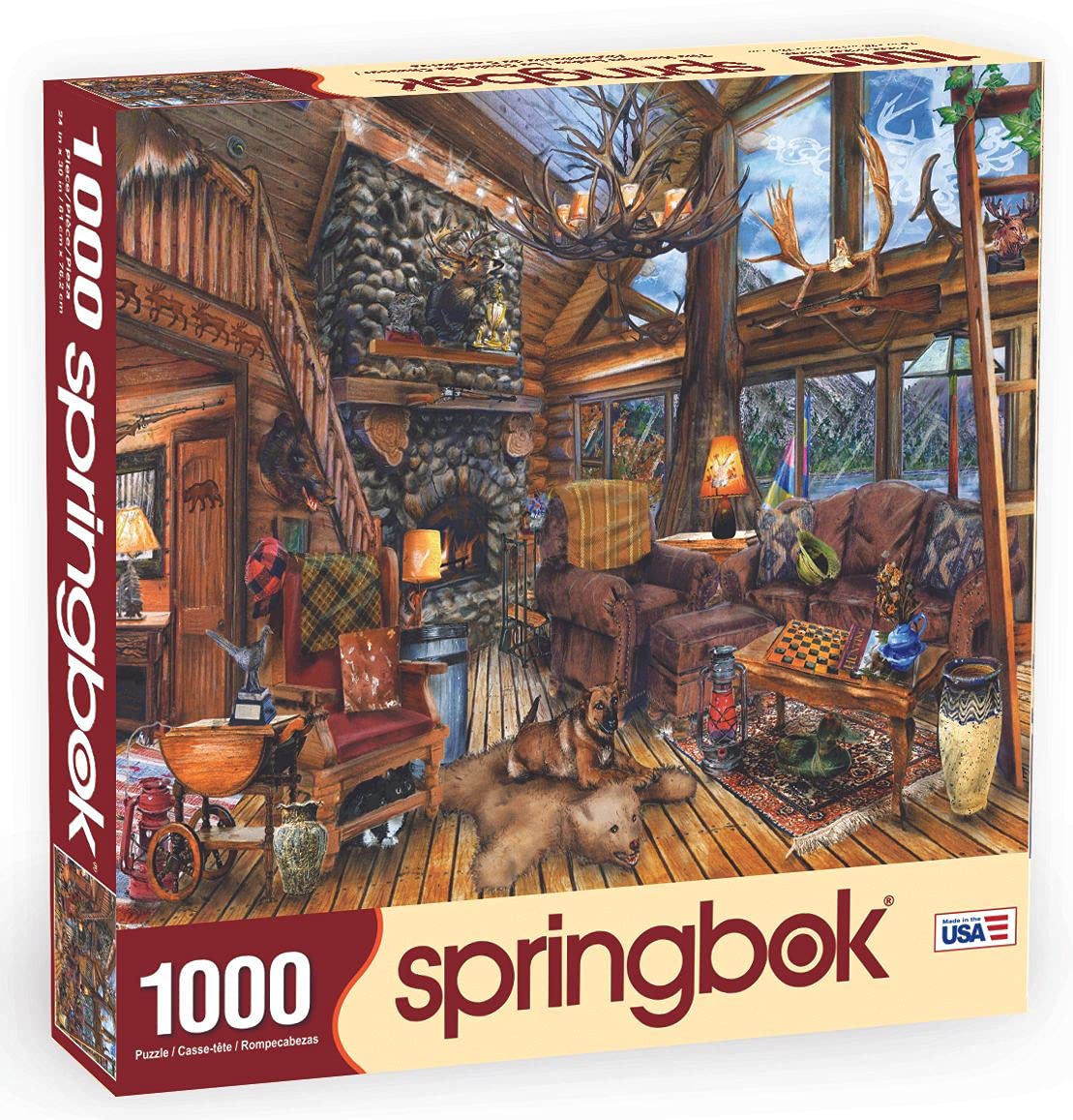 Springbok Puzzles - The Hunting Lodge - 1000 Piece Jigsaw Puzzle - Large 30 Inches by 24 Inches Puzzle - Made in USA - Unique Cut Interlocking Pieces