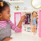 Barbie Fashionistas Doll & Ultimate Closet Playset with Clothes & 12 Accessories, Blonde Fashion Doll & Pink Closet Toy with Storage, Fold-Out Rack