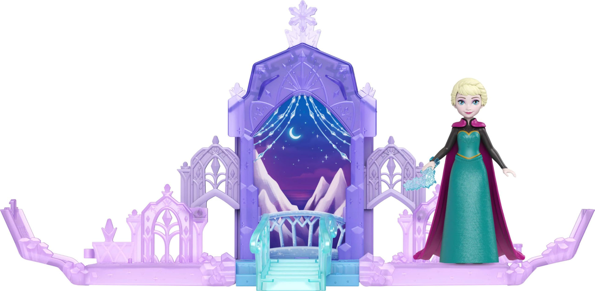 Mattel Disney Frozen Anna or Elsa Pop-Up Castle w/ 4 Surprises, Including Small Doll, Storytime Stacker Playset & 2 Accessories (Character May Vary)