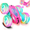 FREE TO FLY Remote Control Car for Girls : Pink RC Car Double Sided 360°Flip Stunt Cars with Headlights & WheelLights Rechargeable Toy Car Birthday