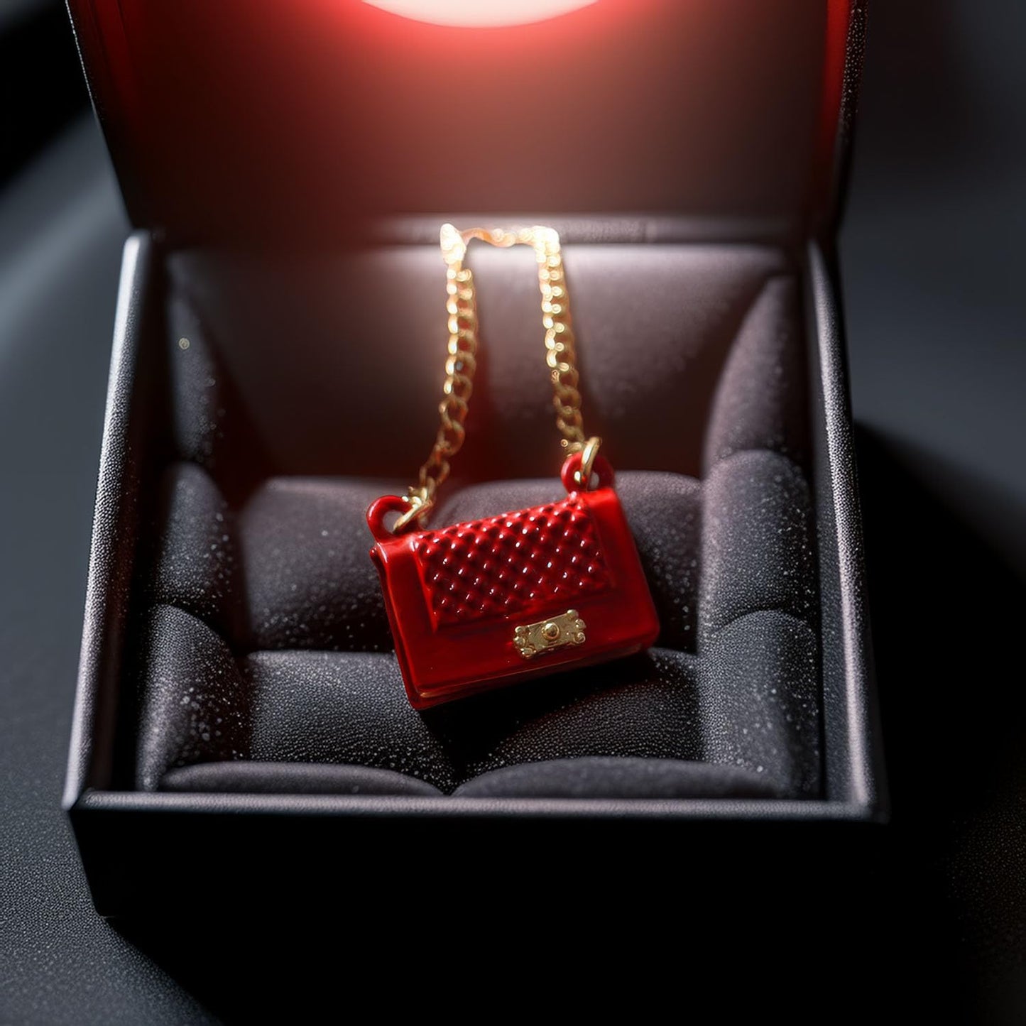 Miniature Red Quilted Handbag for 1:12 & 1:6 Scale Dollhouse, Classic Fashion Purse with Gold Chain, Realistic Diorama Accessory for Adult Collectors