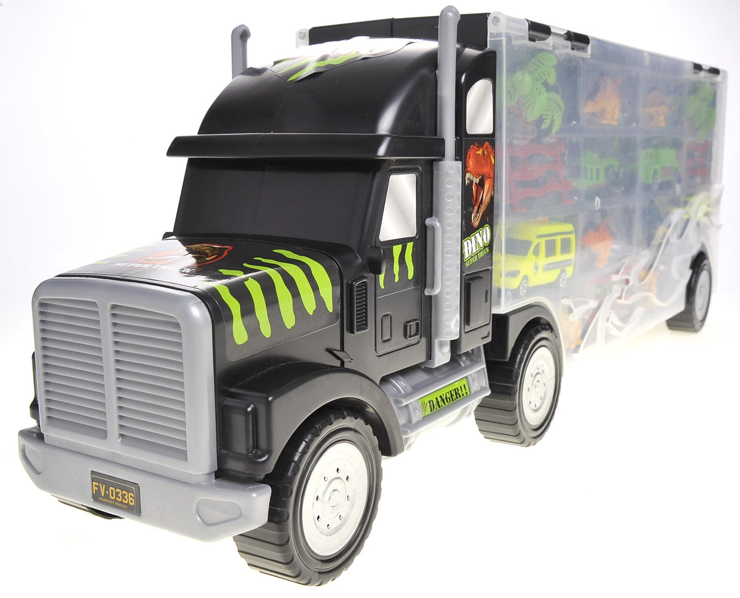 PowerTRC Dinosaur Transport Truck Carrier | Dino Playset | Great for Kids Ages 3+ Boys and Girls | Perfect Present for Birthdays, Parties, and School