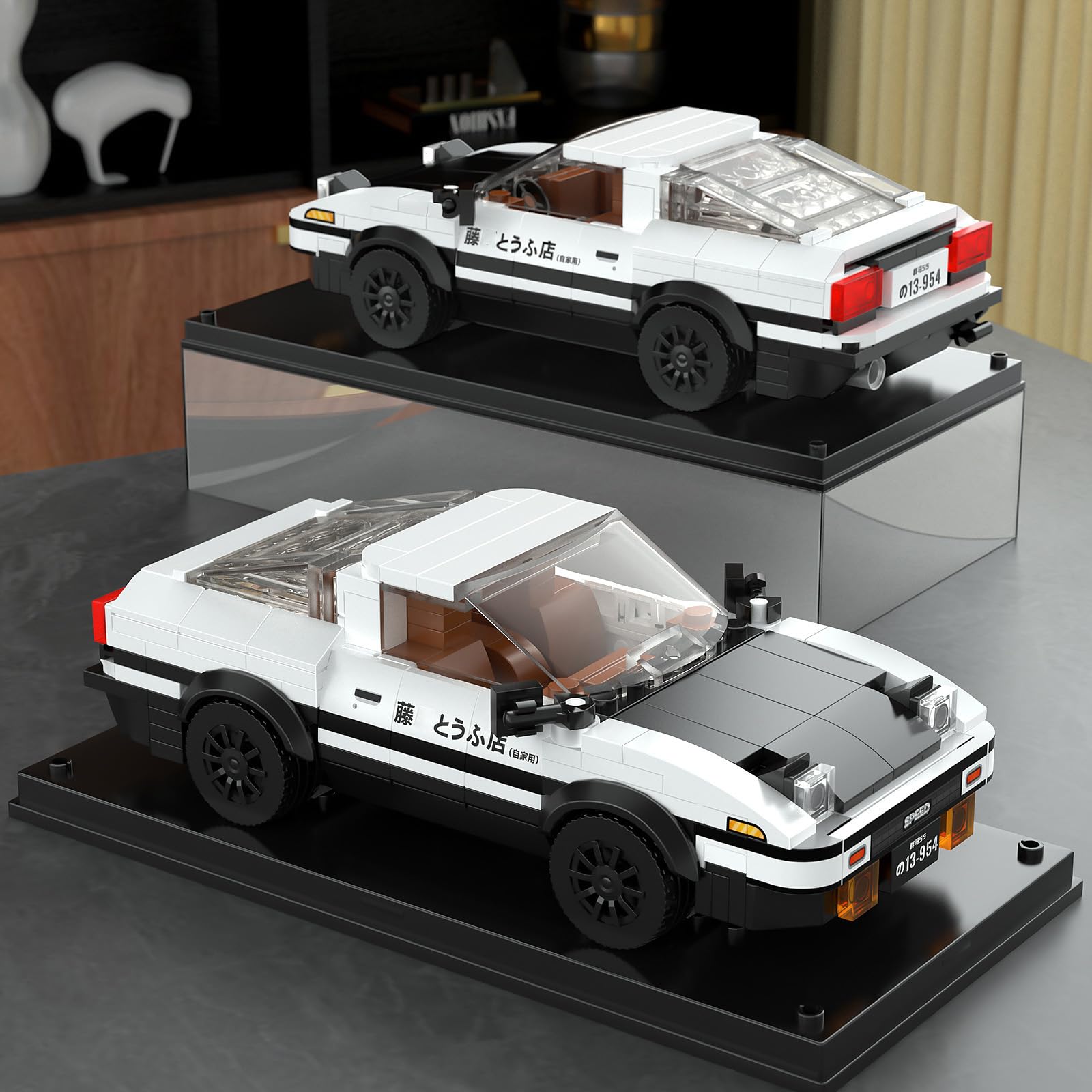 Mould King AE86 Initial D Cars 27013 Building Sets, Speed Champions Model Collectible Kits with Display Case, MOC Race Car for Adults/Teens Age 14+