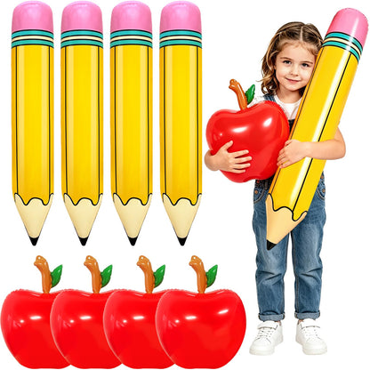 8 Pcs Large Inflatable Apple Pencil Balloons,Back to School Pencils and Fruits Balloon Decoration for Classroom,First Day of School Ceiling Hanging