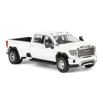 Greenlight 1/64 2022 GMC Sierra 3500HD Denali Dually Pickup Truck, White Frost 51678-B