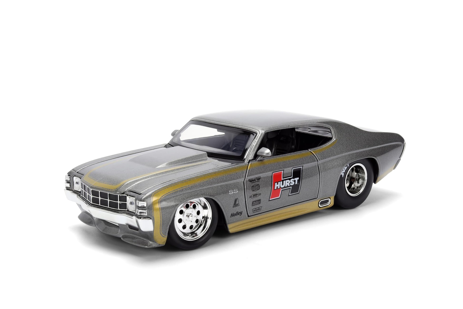 Jada Toys Bigtime Muscle 1:24 1971 Chevy Chevelle Die-cast Car - Opening Doors, Hood, Trunk, Rubber Tires(Metallic Grey)