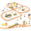 OOOK Multi-Scenario Wooden Train Set,All Wood Accessories Train Set for Toddlers 3 Years Old, Multi-Scenario Train Toy for 3 4 5 Years Old Girls
