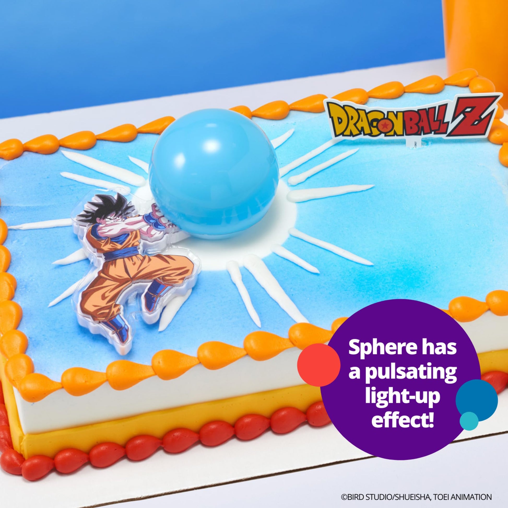 Dragon Ball Z Cake Topper | Light Up Goku & Spirit Blast Decoration With Pic | Ready To Use Birthday Cake Topper, Batteries Included - 2 Piece Set