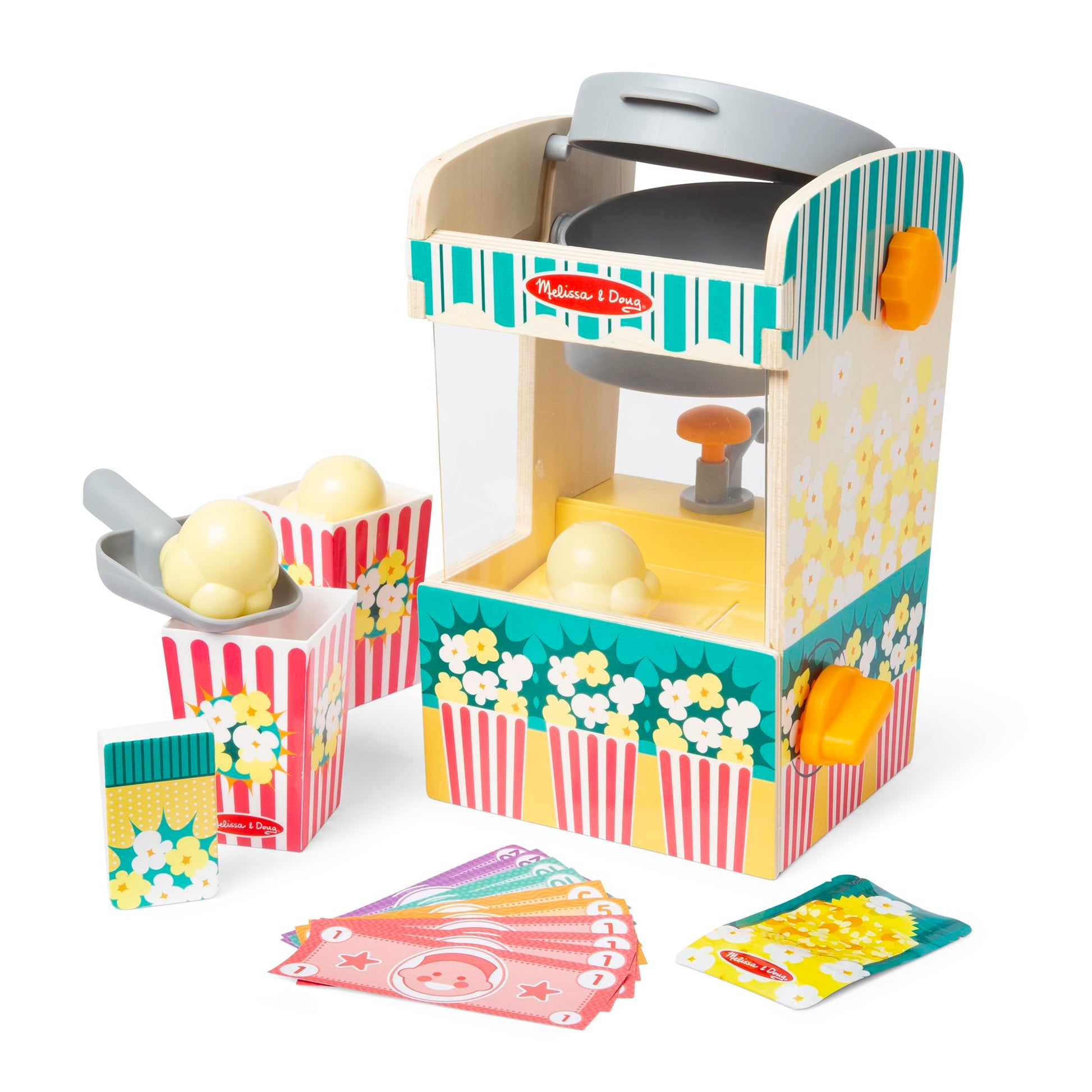 Melissa & Doug Fun at The Fair! Wooden Popcorn Popping Play Food Set - FSC Certified