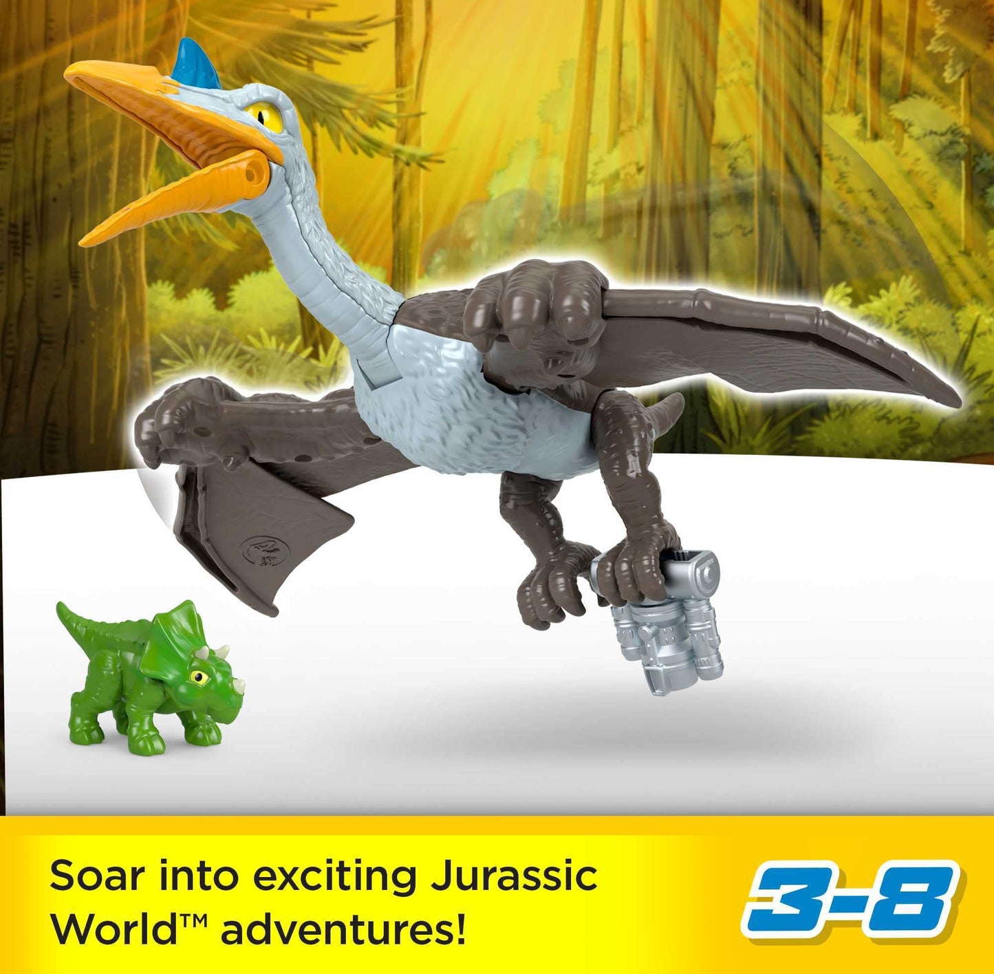 Fisher-Price Imaginext Jurassic World Dinosaur Toy Soaring Quetzal Figure Set for Pretend Play Preschool Kids Ages 3+ Years