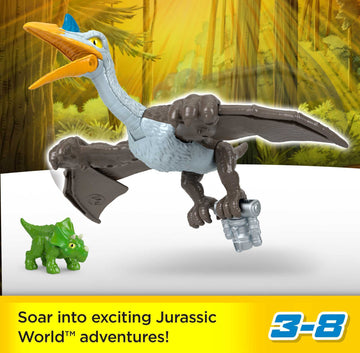 Fisher-Price Imaginext Jurassic World Dinosaur Toy Soaring Quetzal Figure Set for Pretend Play Preschool Kids Ages 3+ Years