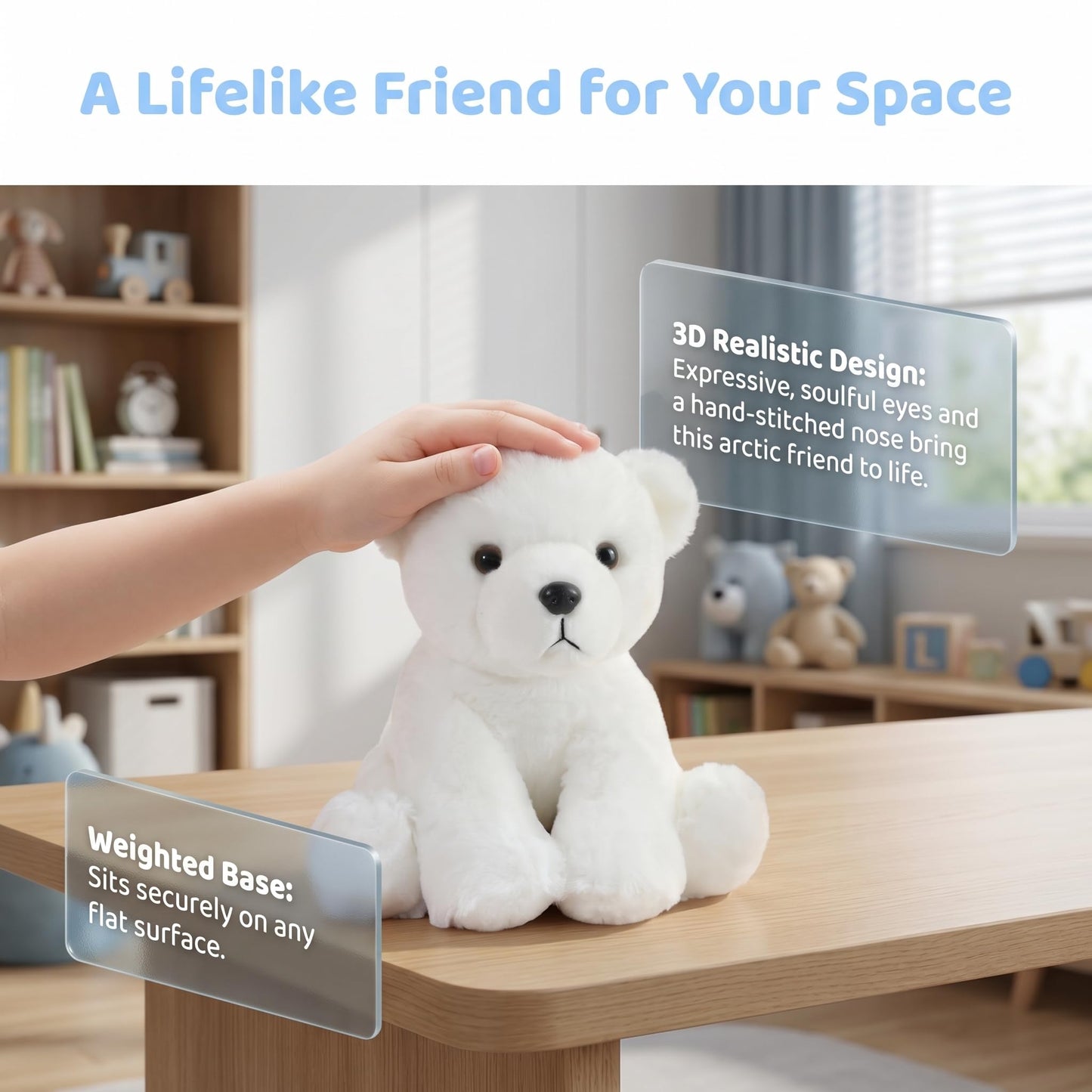 Sibupue Polar Bear Stuffed Animals Soft Plush Cute Doll for Boys Girls 8in (beijixiong zuokuan)