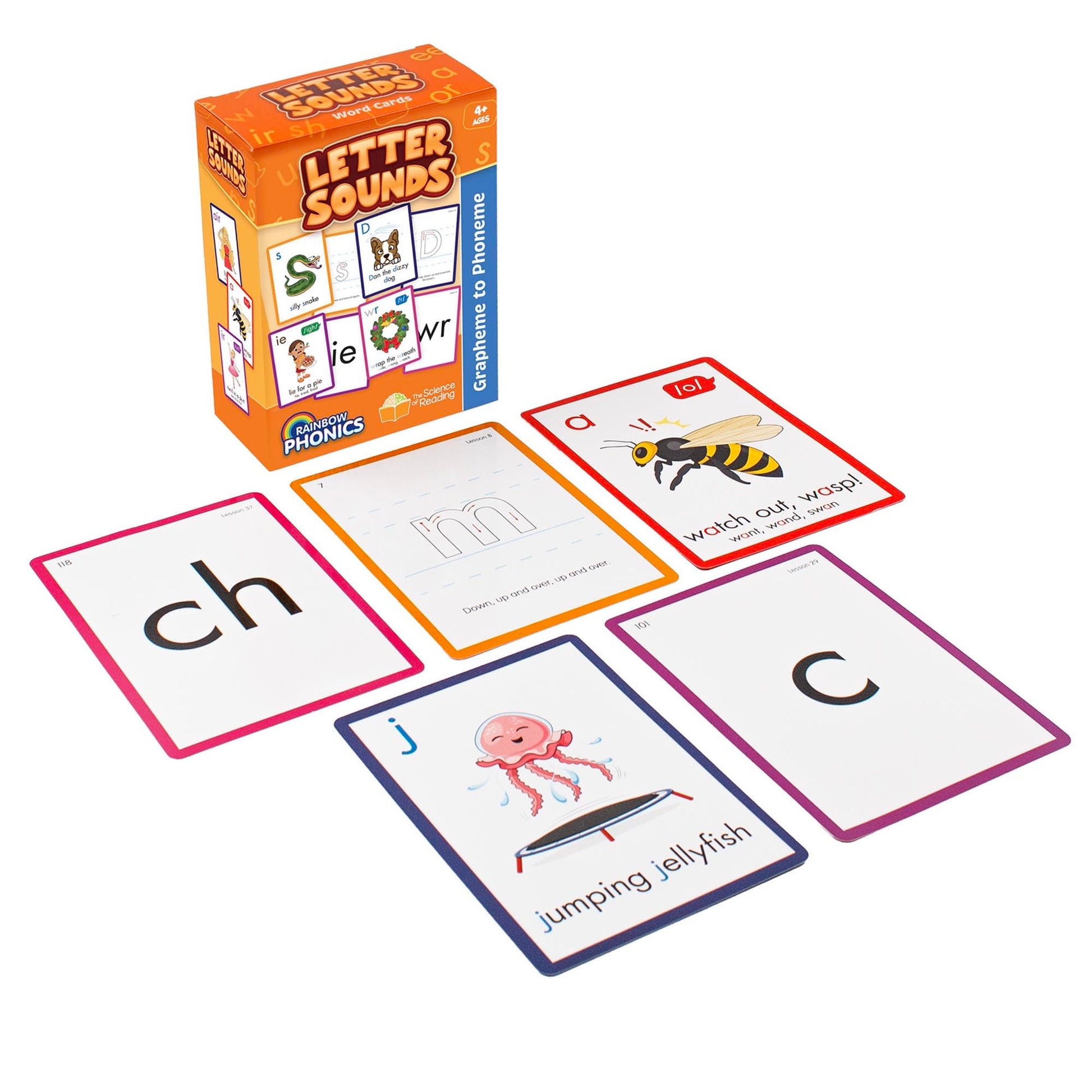 Junior Learning: Rainbow Phonics - Letter Sounds - 151 Word Cards, Flash Cards for Learning Spelling-to-Sound Patterns, Level Based Cards, Kids Ages