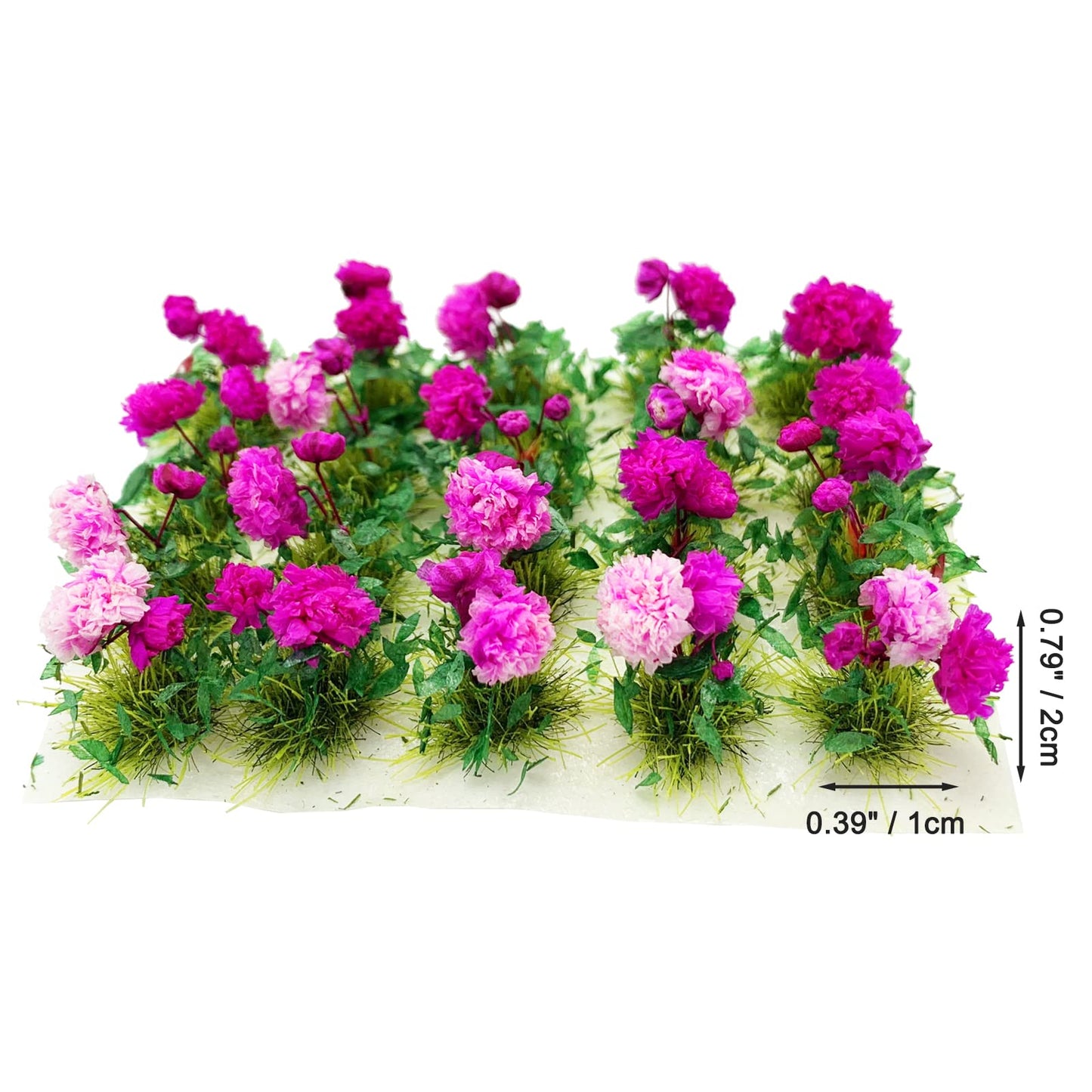 20Pcs Miniature Flower Cluster Grass Flower Tufts for Mini Dollhouse Fairy Garden Railway Simulated Static Scenery Micro Landscape Model (Rose)