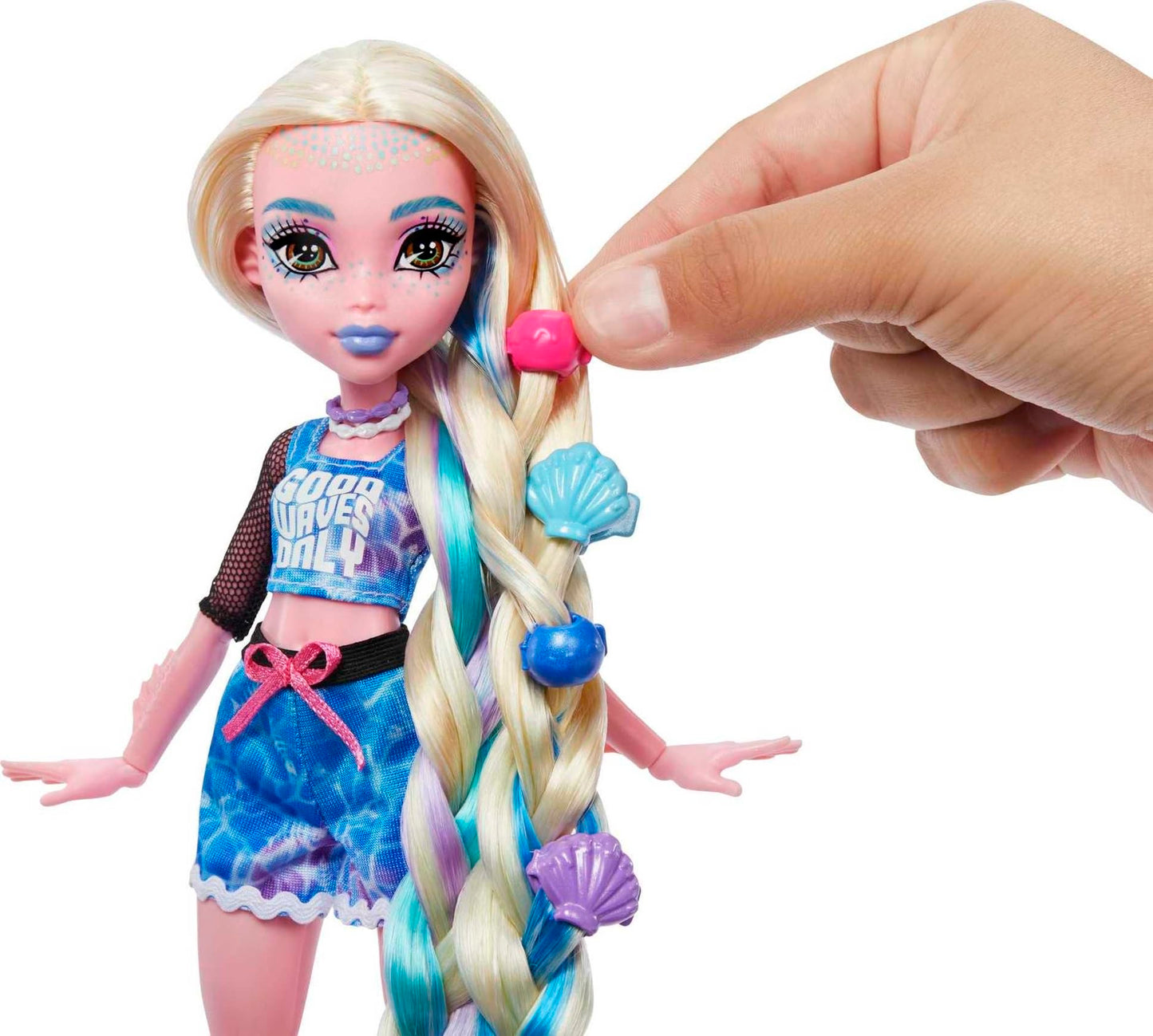 Monster High Doll, Lagoona Blue Spa Day with Wear & Share Accessories Including Hairstyling Clips, Hair Chalk & Tattoos