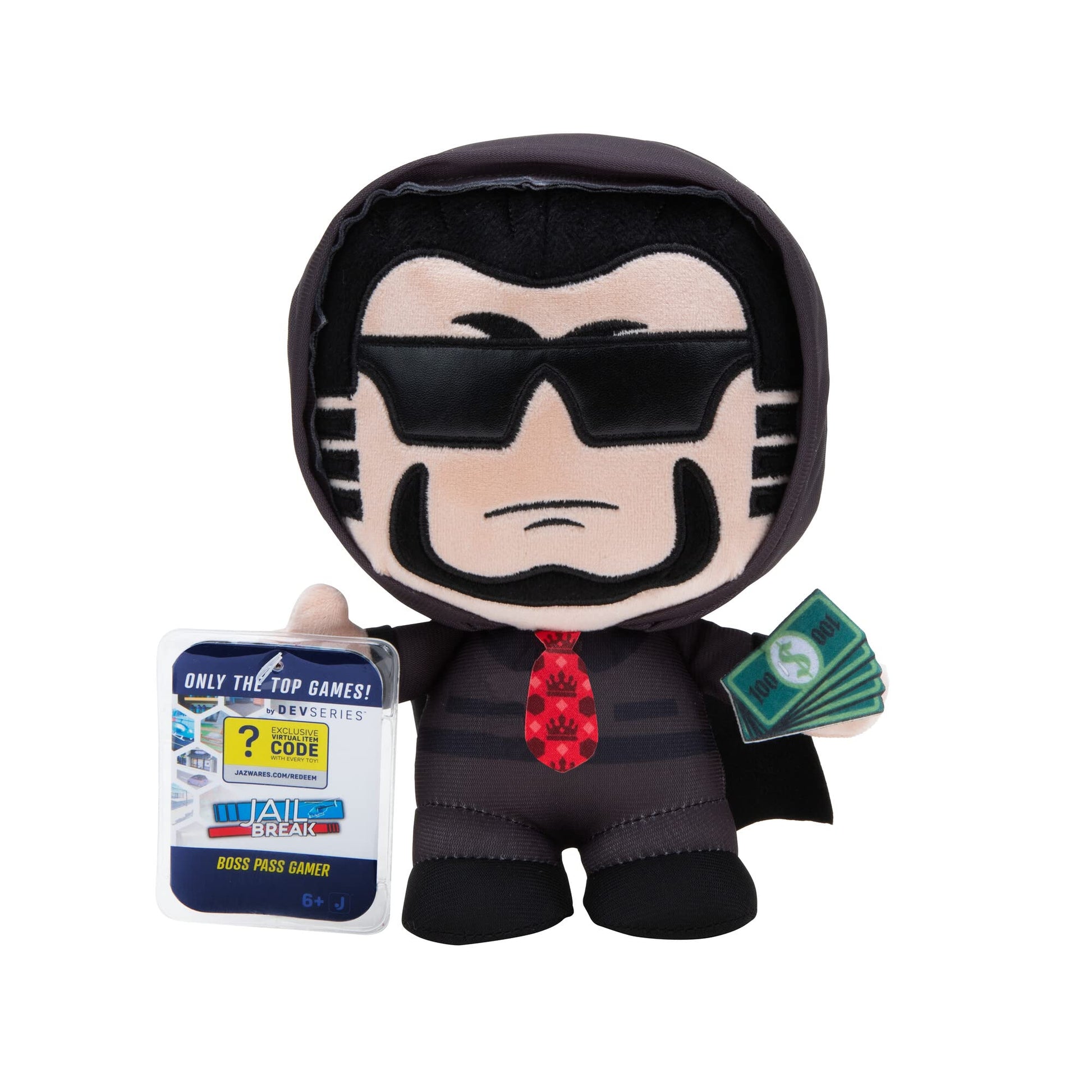 DevSeries Jailbreak Collector Bundle - Three Exclusive Virtual Item Codes with Boss Pass Gamer Plush, SWAT Pass Gamer Squooshems, and Mr. Donut Hanger