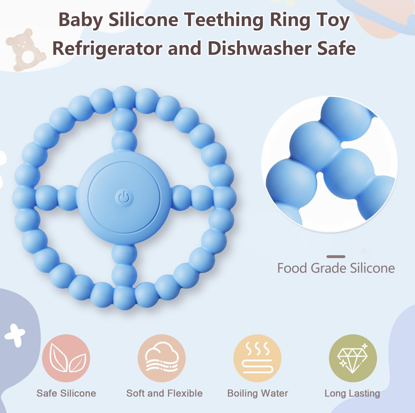 Vibrating Sensory Chew Toy, Teether Teething Toys for Babies6-12 8-18 Months, Sensory Toys for Kids with Autism&Toddler Travel Essential,1-2 Year Old