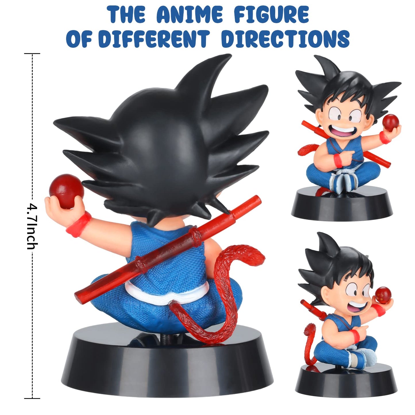 Lenporl DBZ Dragon Ball Action Figure Toys with 1.4 Inch Crystal Stars Dragon Ball and Transparent Base, Goko Action Figure with Gift Box for Birthday
