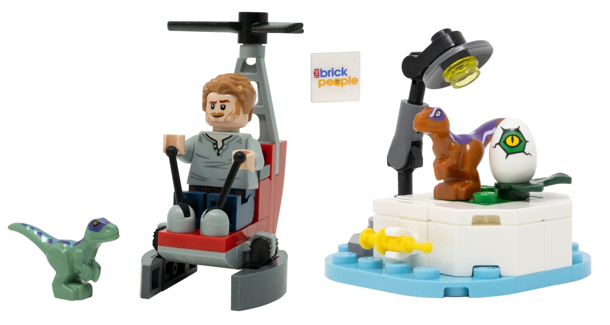 LEGO Jurassic World: Owen Minifigure with Helicopter and Baby Dino Lab