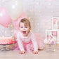 Baby Girl First Birthday Party Decorations 'ONE' Letters Individual Three White Transparent Square Boxes with 24 Balloons Decor for 1 Year Old Baby