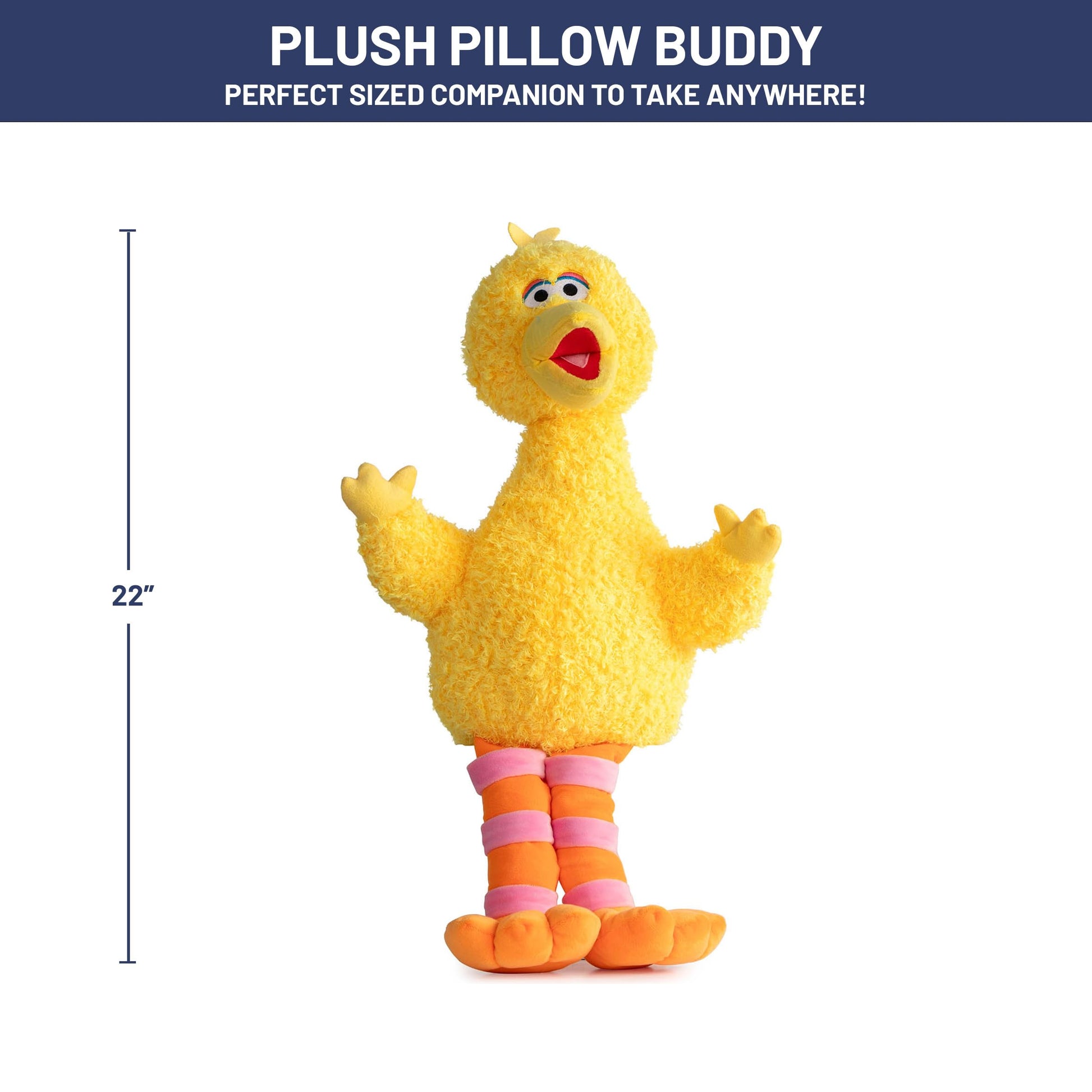 Jay Franco Sesame Street Plush Pillow Buddy - Soft Plushie Stuffed Pillow, 22 Inches, Yellow - Big Bird