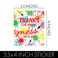 DISTINCTIVS Art Birthday Party Chip Bag Stickers - 32 Count - Thanks for Makin a Mess with Me - Paint Party Favor Labels for Snack Bags - Kids Tween