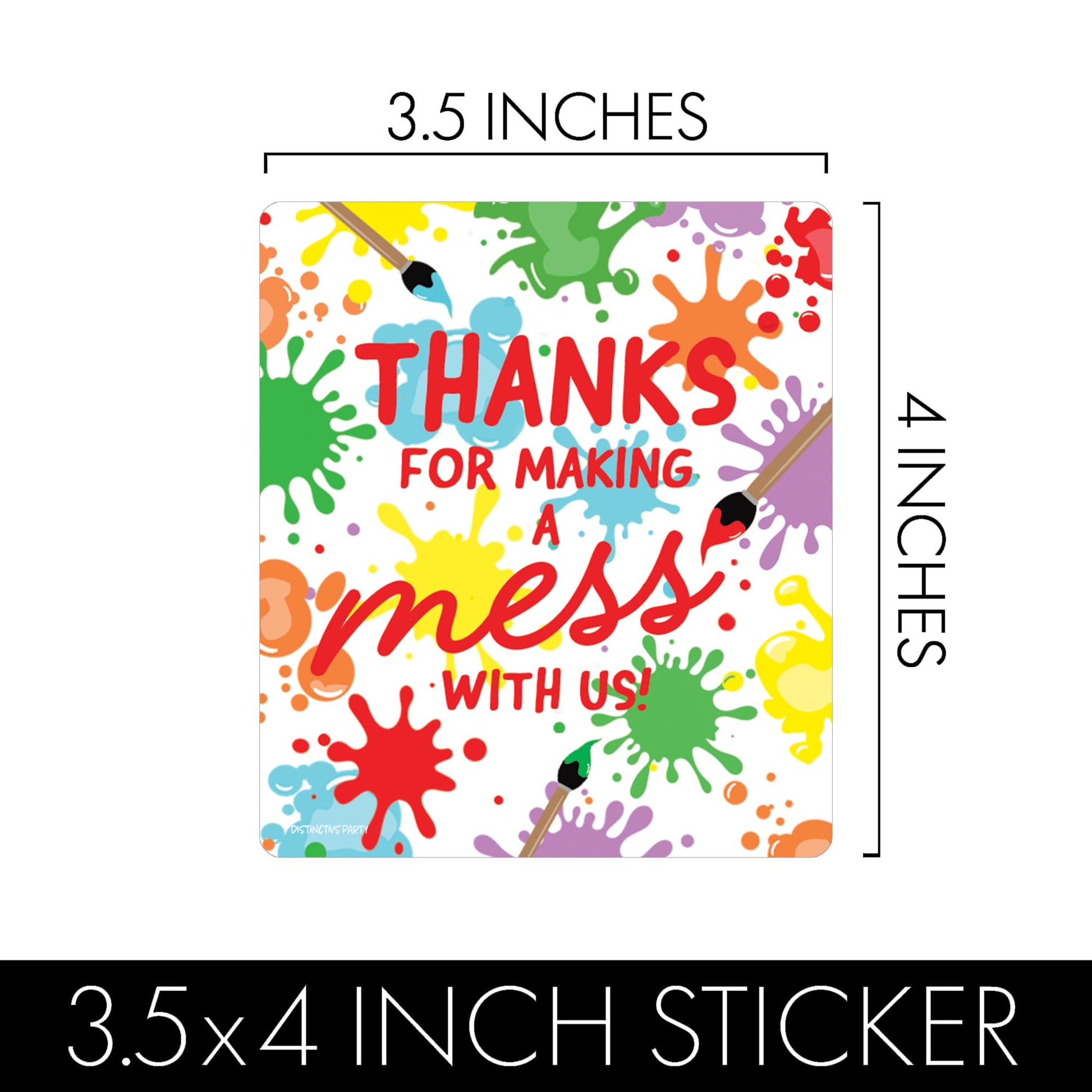 DISTINCTIVS Art Birthday Party Chip Bag Stickers - 32 Count - Thanks for Makin a Mess with Me - Paint Party Favor Labels for Snack Bags - Kids Tween