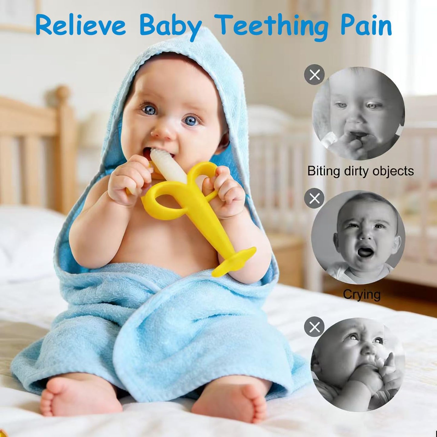 Haili XMGQ Baby Teething Toys 3-6 Months, Baby Chew Teether Toys BPA Free, Babies Teething Relief for Infants, Banana Toothbrush, Fruit Shape Giraffe