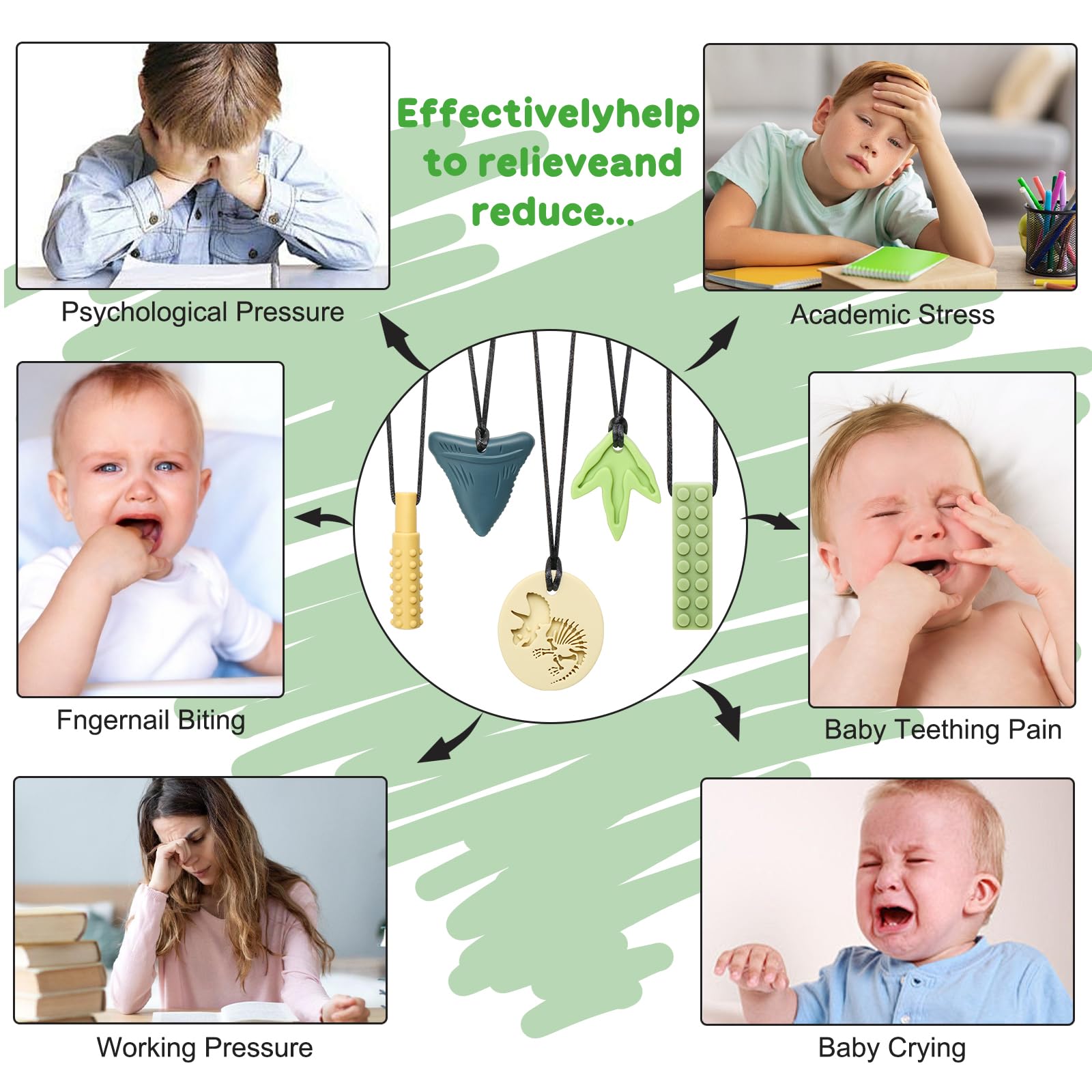 MISSLILI Sensory Chew Necklaces for Aggressive Chewers
