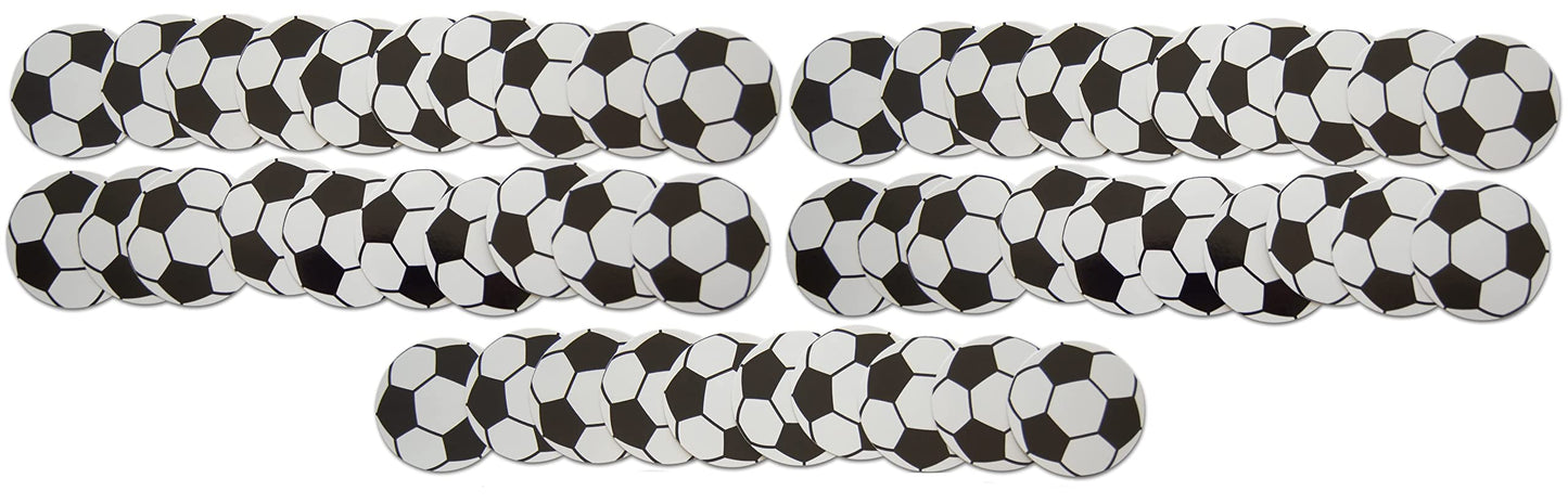 Novel Merk Soccer Sports Ball Vinyl Stickers - 2” Round Individual Decals for Laptop, Water Bottle, Phone, Party Favors, & Decor - Adheres to Clean