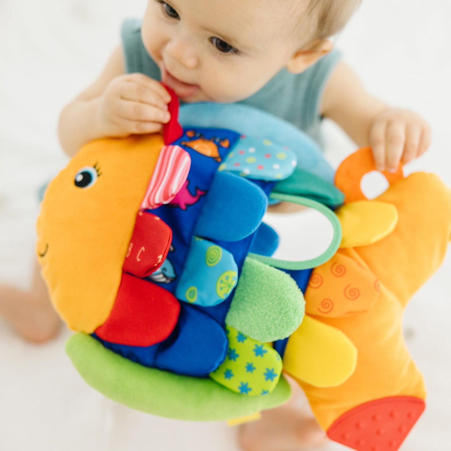 Melissa & Doug K’s Kids, Flip Fish Stuffed Animal, Soft Baby Book, Multi-Textured Squeaking & Crinkling Infant Sensory Toys for Babies with Baby