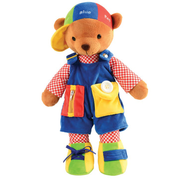 Cre8tive Minds Learn and Play Teddy Bear, 18-Inch Interactive Plush Toy for Kids, Teaches Dressing Skills with Zippers, Buttons, and Buckle