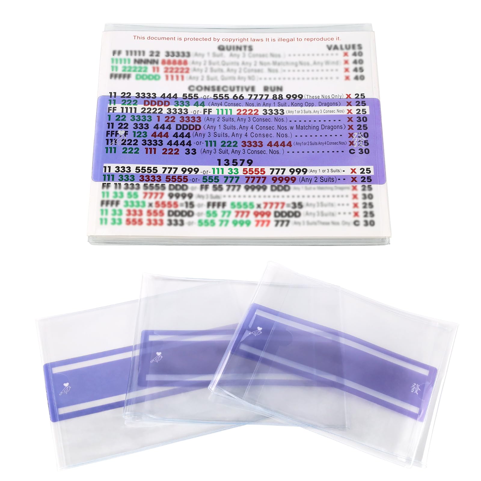 4Pcs Mahjong Card Sleeve & 4Pcs Mahjong Line Reader,Quickly Identify Rules