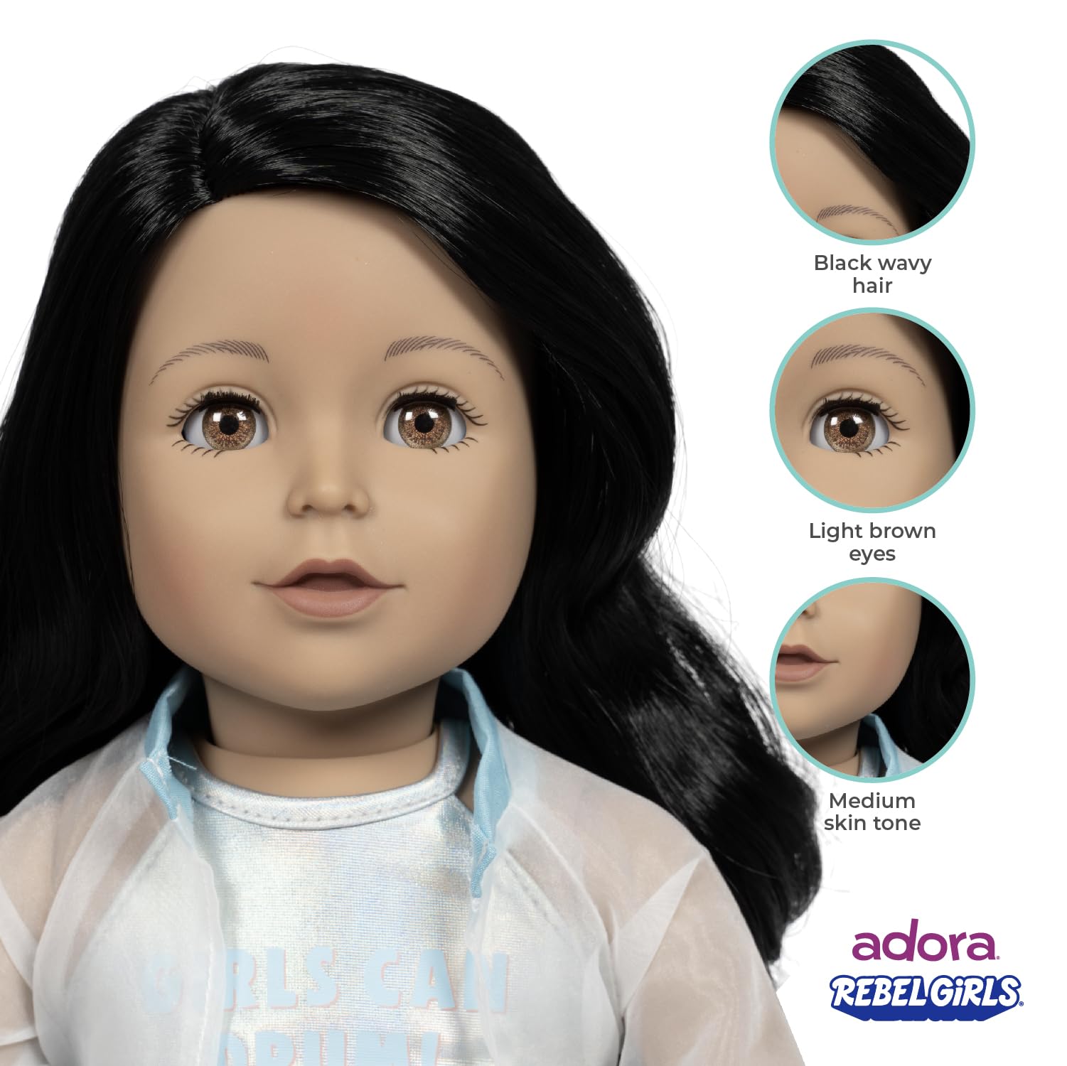 Adora 18" Rebel Girls Doll Collection - Inspired by Good Night Stories Rebel Girl Books - Premium Quality Soft and Movable Doll Body with Realistic