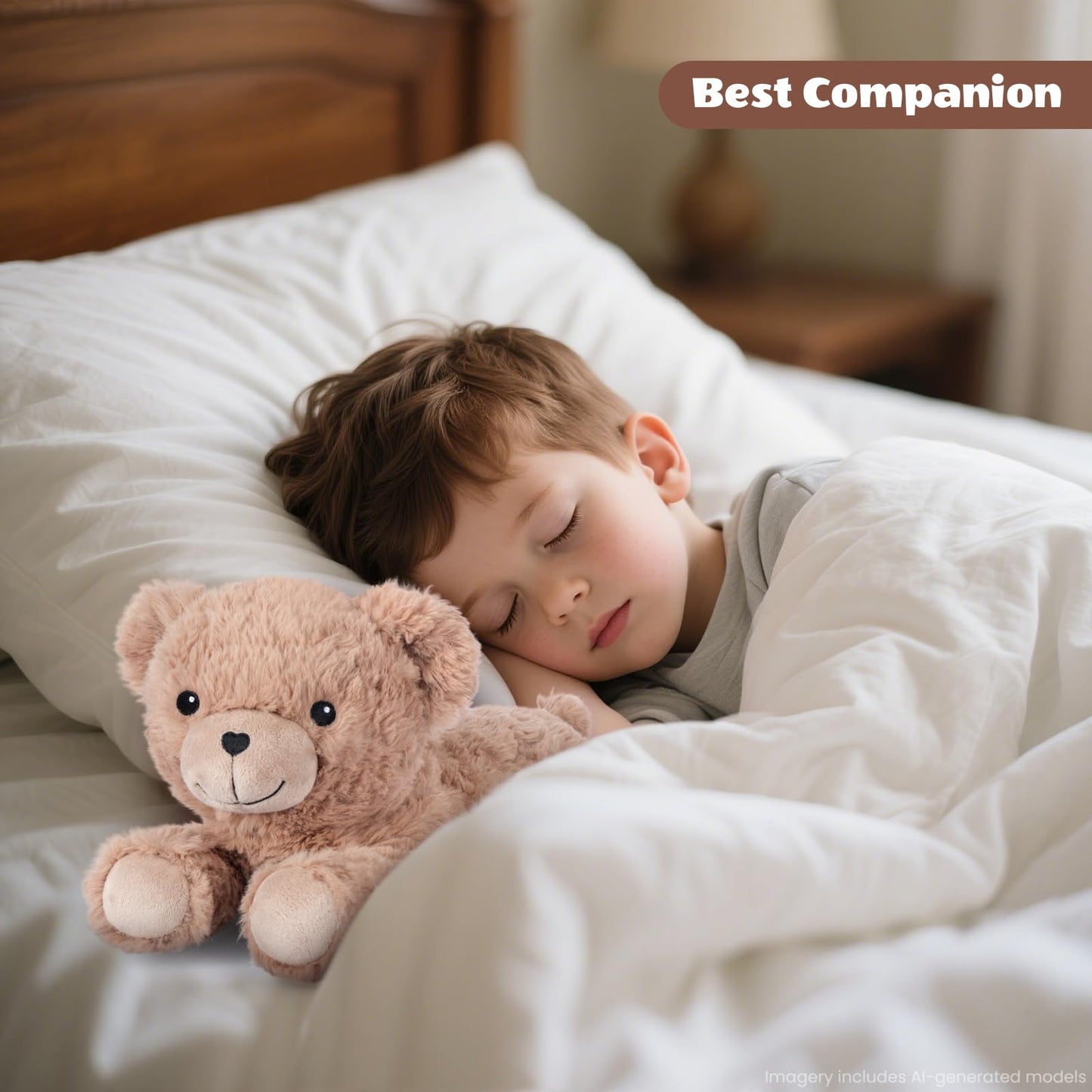 SuzziPals Heatable & Coolable Brown Teddy Bear Stuffed Animal, Microwavable Stuffed Animal Heating Pad for Period Cramps, Stuffed Teddy Bear Plush