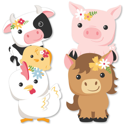 Big Dot of Happiness Girl Farm Animals - Decorations DIY Pink Barnyard Baby Shower or Birthday Party Essentials - Set of 20