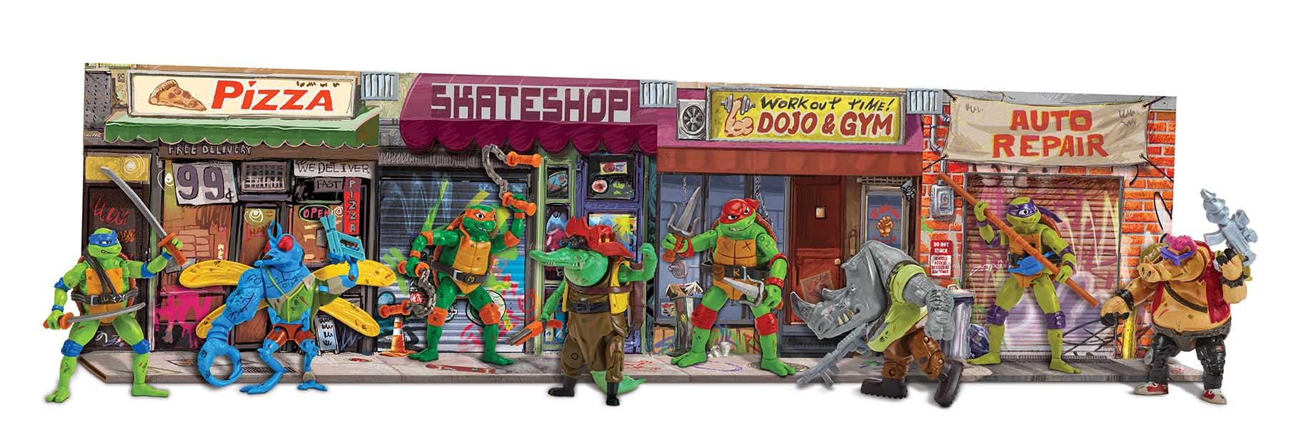 Teenage Mutant Ninja Turtles Mutant Mayhem Mutation Station Raphael vs Rocksteady Action Figure Battle Pack, 2-Pack