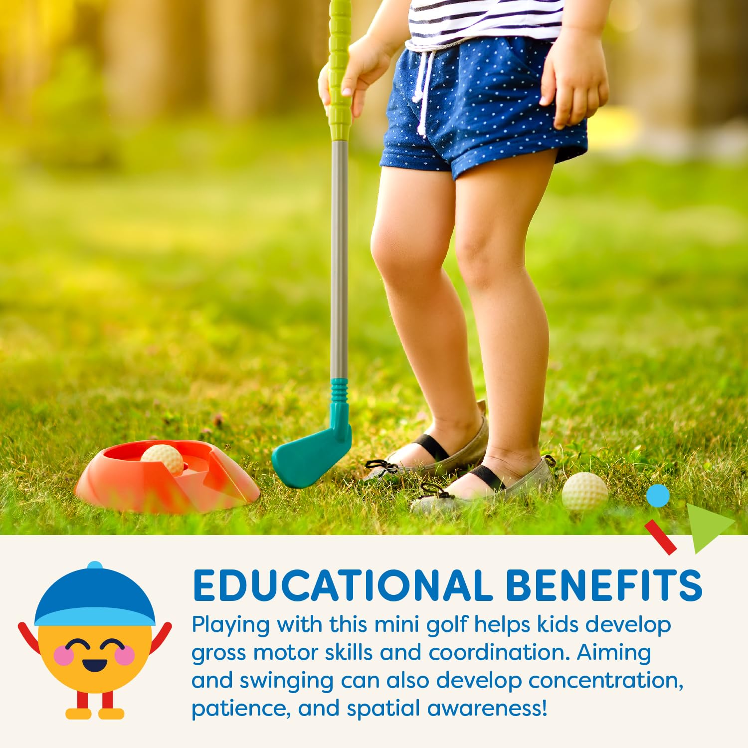 Battat Kids Golf Set, Let's Play Golf!, 2 Clubs 2 Balls 2 Cups, Summer