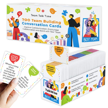 700 Team Building Conversation Cards for Coworkers, Fun Team Building Games for Work, Communication Cards for Deeper Connections, Ice Breaker Question