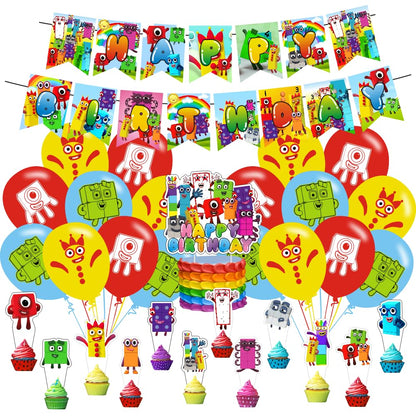 Number Birthday Decorations, Number Party Supplies Include Happy Birthday Banner, Cake Topper and Cupcake Toppers, Balloons for Kids Party Decor