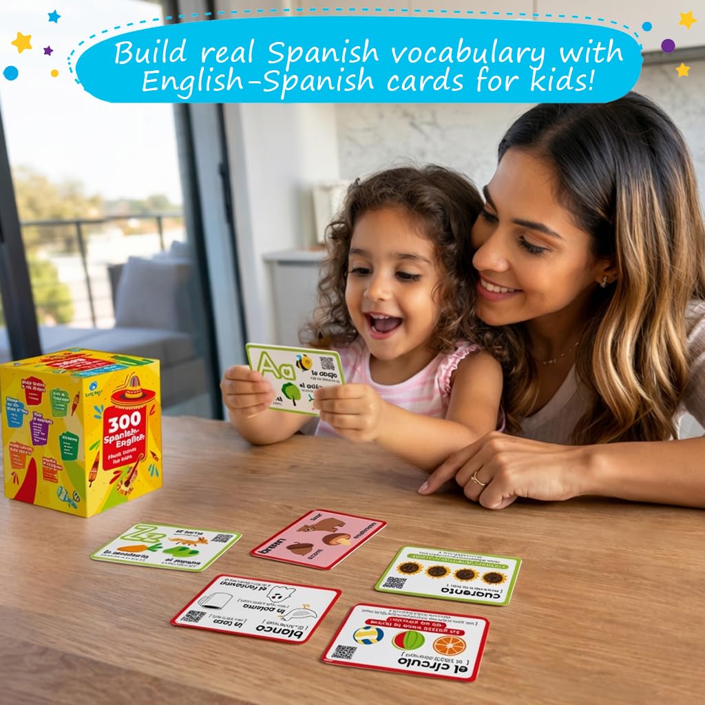 300 English and Spanish Flash Cards for Kids with Audio - Simply Magic