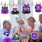WINPOGEE 9Pcs Purple Black Happy Retirement Decorations Table Honeycomb Centerpieces Party Supplies Adventure Awaits Sign for Men Retired Decor